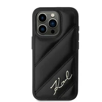 Karl Lagerfeld Diagonal Quilted Script dėklas telefonui iPhone 15 Pro Max - juoda