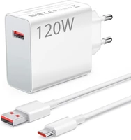 XIAOMI original įkroviklis USB A QC3.0 6A 120W MDY-14-EE + duomenų kabelis USB A iki Type C 6A 1m balta pakuotė