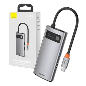 Šakotuvas 4in1 Baseus Metal Gleam Series, USB-C į USB 3.0 + USB 2.0 + HDMI + USB-C PD