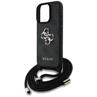 Guess 4G Big Logo Cord Stap dėklas telefonui iPhone 16 Pro - juodas