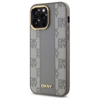 DKNY Odinis languotas mono raštas Magnetinis dėklas telefonui iPhone 14 Pro Max - smėlio spalvos