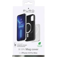 Puro Icon Mag MagSafe Silikoninis dėklas telefonui iPhone 14 Pro Max - juodas