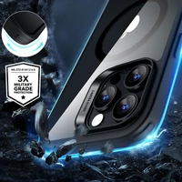 ESR Classic Hybrid Halolock Magnetinis dėklas telefonui + grūdintas stiklas iPhone 16 Pro - skaidrus su juodu rėmeliu