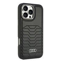 Audi Sintetinės odos Magnetinis iPhone 16 Pro Max 6.9" juodas/juodas kietas dėklas AU-TPUPCMIP16PM-GT/D3-BK