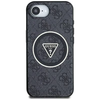 Guess IML Metal Glitter 4G Circle Triangle Magnetinis dėklas telefonui iPhone 16e - juodas
