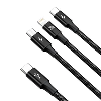 Baseus kabelis 3in1 Rapid PD USB-C - micro USB + Lightning + USB-C 1,5m juodas 20W