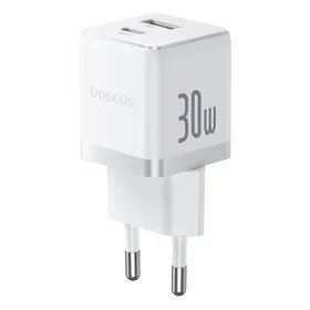 Baseus Palm 30W USB-C USB-A sieninis įkroviklis - baltas