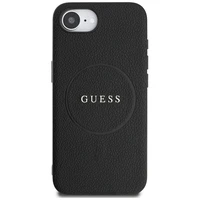 Guess PU Grained Classic Logo dėklas telefonui iPhone 16e su MagSafe - juodas