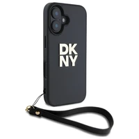 DKNY Wrist Strap Stock Logo dėklas telefonui iPhone 16 - juodas