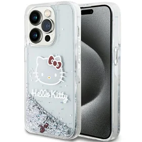 Hello Kitty skysto blizgučių pakabukai Kitty Head dėklas telefonui iPhone 14 Pro - sidabrinis