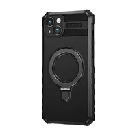 TEL PROTECT Apsauginis dėklas su MagSafe metalo žiedu telefonui iPhone 15 Plus juodas