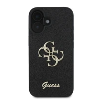 Guess Fixed Glitter Big 4G dėklas telefonui iPhone 16 - juodas
