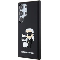 Karl Lagerfeld 3D guminis Karl&Choupette dėklas telefonui Samsung Galaxy S24 Ultra - juodas