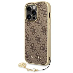 Guess GUHCP14LGF4GBR iPhone 14 Pro 6.1 "rudas / rudas kietas dėklas 4G Pakabukų Kolekcija