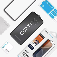 Uniq Optix matinės tekstūros grūdintas stiklas iPhone 15 Pro Max su aplikatoriumi