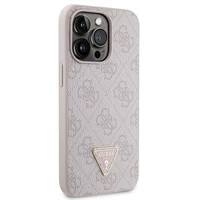 Guess GUHCP13LP4TDSCPP dėklas iPhone 13 Pro / 13 - rožinis kryžminis 4G metalinis logotipas