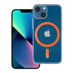 Drop Glue spalvotas žiedinis magnetinis dėklas, kompatibilus su MagSafe, skirtas iPhone 13 mini, oranžinis