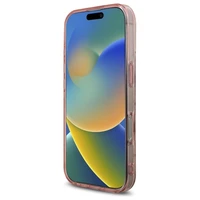 Guess IML Peony On 4G Background Magnetinis dėklas iPhone 16 Pro - rožinis