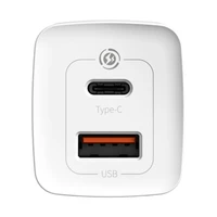 Baseus GaN2 Lite greitas įkroviklis 65W USB / USB Type-C Quick Charge 3.0 Power Delivery (gallium nitride) baltas