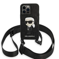 Karl Lagerfeld KLHCP14LSTKMK iPhone 14 Pro 6.1" kietasis dėklas juodas/juodas Monograminis Ikonik Patch