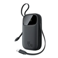 Baseus EnerFill FC31 10000mAh 45W išorinė baterija su USB-C ir Lightning laidais - juoda