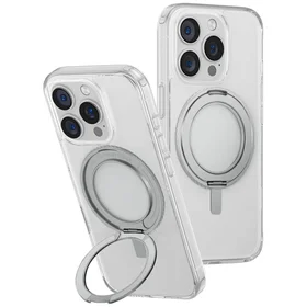 Uniq Swivix 360 sukamas stovas dėklas telefonui iPhone 16 Pro - skaidrus