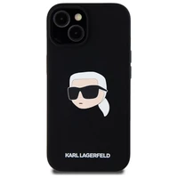 Karl Lagerfeld KLHMP15SSKHPPLK iPhone 15 6.1" juodas/juodas kietas dėklas Silikoninis Karl galvos spaudinys MagSafe