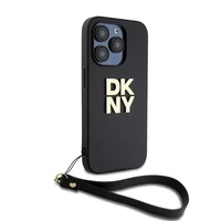 DKNY Dėklas telefonui su dirželiu ir logotipu iPhone 15 Pro - juodas