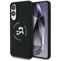 Karl Lagerfeld silikoninis Nauble galvos ir apskritimo Magnetinis dėklas telefonui Samsung Galaxy S25 Edge - juodas