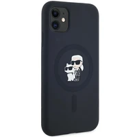 Karl Lagerfeld Silikoninis Karl&Choupette Magnetinis dėklas iPhone 11 / Xr - juodas