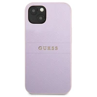 Guess GUHCP13SPSASBPU iPhone 13 mini 5.4 dėklas telefonui, violetinis, Saffiano su įspaustu ir metaliniu logotipu