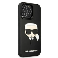 Karl Lagerfeld 3D guminis Karl'o galvos dėklas iPhone 13 Pro / iPhone 13 - juodas