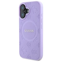 Guess Saffiano bijūno klasikinio logotipo magnetinis dėklas telefonui iPhone 16 - violetinė