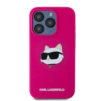 Karl Lagerfeld Silikoninis Choupette Head Magnetinis dėklas telefonui iPhone 15 Pro – rožinis