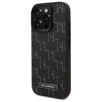 Karl Lagerfeld Odinis Monogram Metal Logo Magnetinis dėklas telefonui iPhone 16 Pro Max - juodas