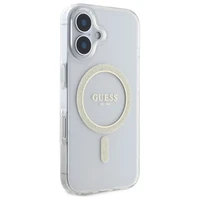 Guess GUHMP16MHFGERET iPhone 16 Plus 6.7" skaidrus kietas dėklas IML Glitter Circle Magnetinis