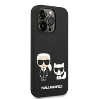 Karl Lagerfeld KLHMP14LSSKCK iPhone 14 Pro 6.1 "kietasis dėklas juodas / juodas skystas silikoninis Karl & Choupette MagSafe