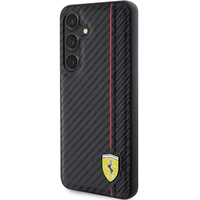 Ferrari Carbon Printed Line dėklas telefonui Samsung Galaxy S24+ - juodas