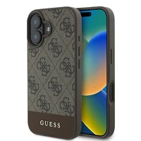 Guess 4G apatinė juostelė dėklas telefonui iPhone 16 Plus 6.7" - ruda