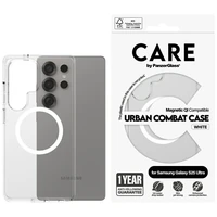 CARE by PanzerGlass Flagship Urban Combat White QI dėklas telefonui Samsung Galaxy S25 Ultra - permatomas