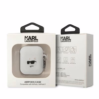Karl Lagerfeld KLA2RUNCHH AirPods 1/2 dėklas baltas/baltas silikoninis Choupette galva 3D