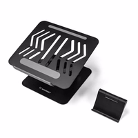 Wozinsky WRS-CPY84SB 360 aliuminis nešiojamojo kompiuterio ir planšetės stovas + nemokamas išmaniojo telefono stovas - juodas