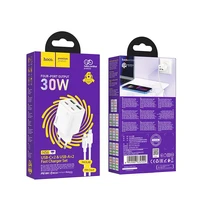 Įkroviklis telefonui Hoco 2 x USB C + 2 x USB A QC3.0 PD 3A 30W + kabelis USB C į Lightning N56 baltas