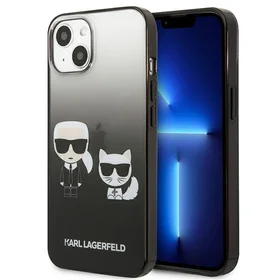 Karl Lagerfeld Gradient Ikonik Karl&Choupette dėklas iPhone 13 mini – juodas