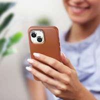 Dux Ducis Naples dėklas iPhone 14 magnetinis odinis dėklas MagSafe rudas