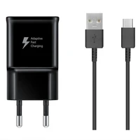 Samsung EP-TA200EBE USB-A 15W sieninis įkroviklis su EP-DR140ABE USB-A - USB-C kabeliu (OOB Bulk - pakaitinė pakuotė) - juodas