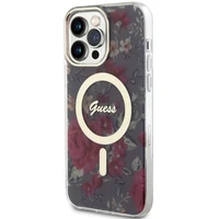 Guess GUHMP14XHCFWSA iPhone 14 Pro Max 6.7" žalias kietas dėklas Flower Magnetinis