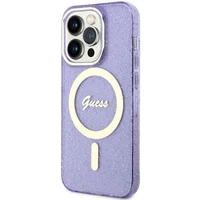 Guess GUHMP14XHCMCGU iPhone 14 Pro Max 6.7" violetinis kietas dėklas Glitter Gold Magnetinis