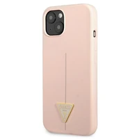 Guess GUHCP13MSLTGP iPhone 13 6.1" rožinis kietas dėklas silikoninis trikampis