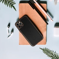 TEL PROTECT Leather Carbon dėklas telefonui Iphone 11 juodas